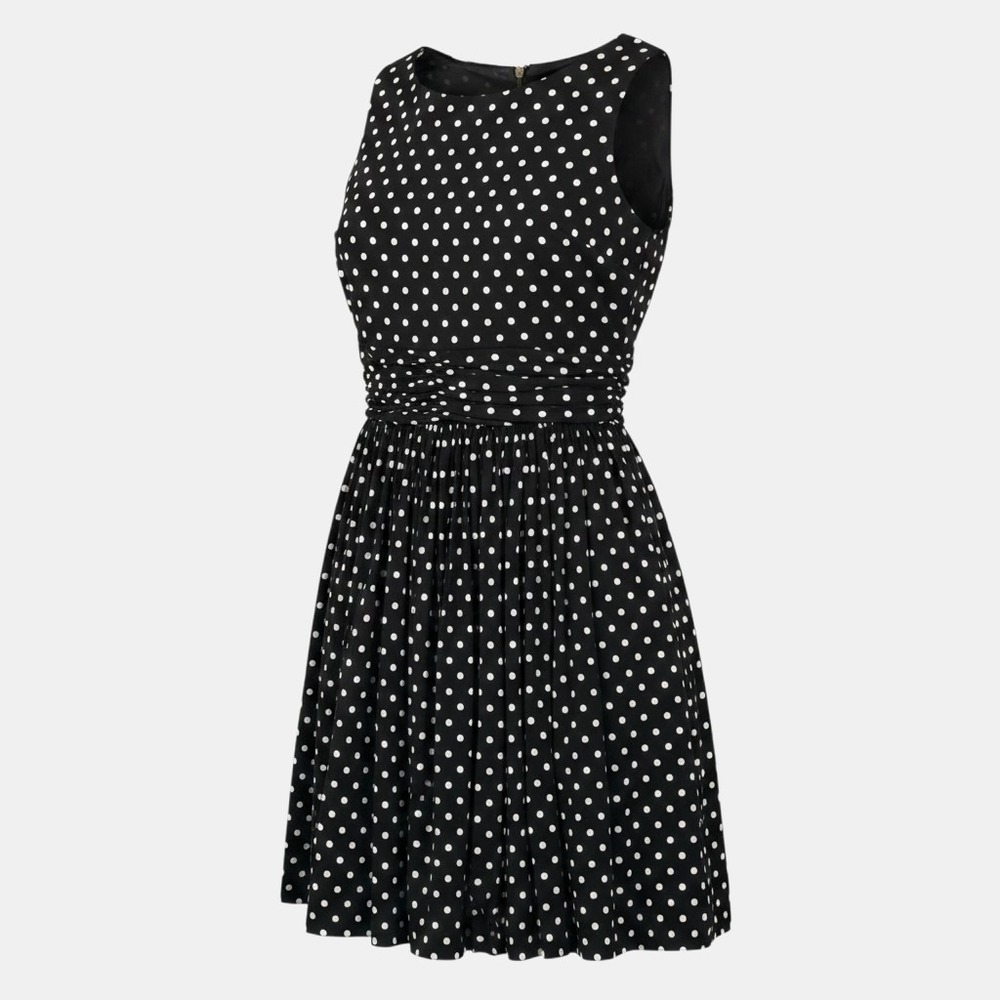Taylor 10 Dress Black White Polka Dot Fit &‎ Flare Retro Rockabilly Party EUC